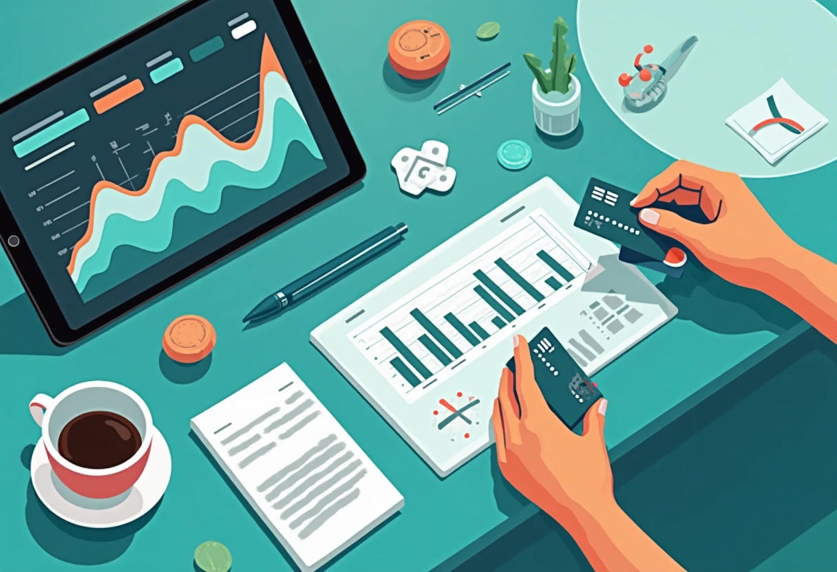 Freelancer revisando opciones de tarjetas de crédito