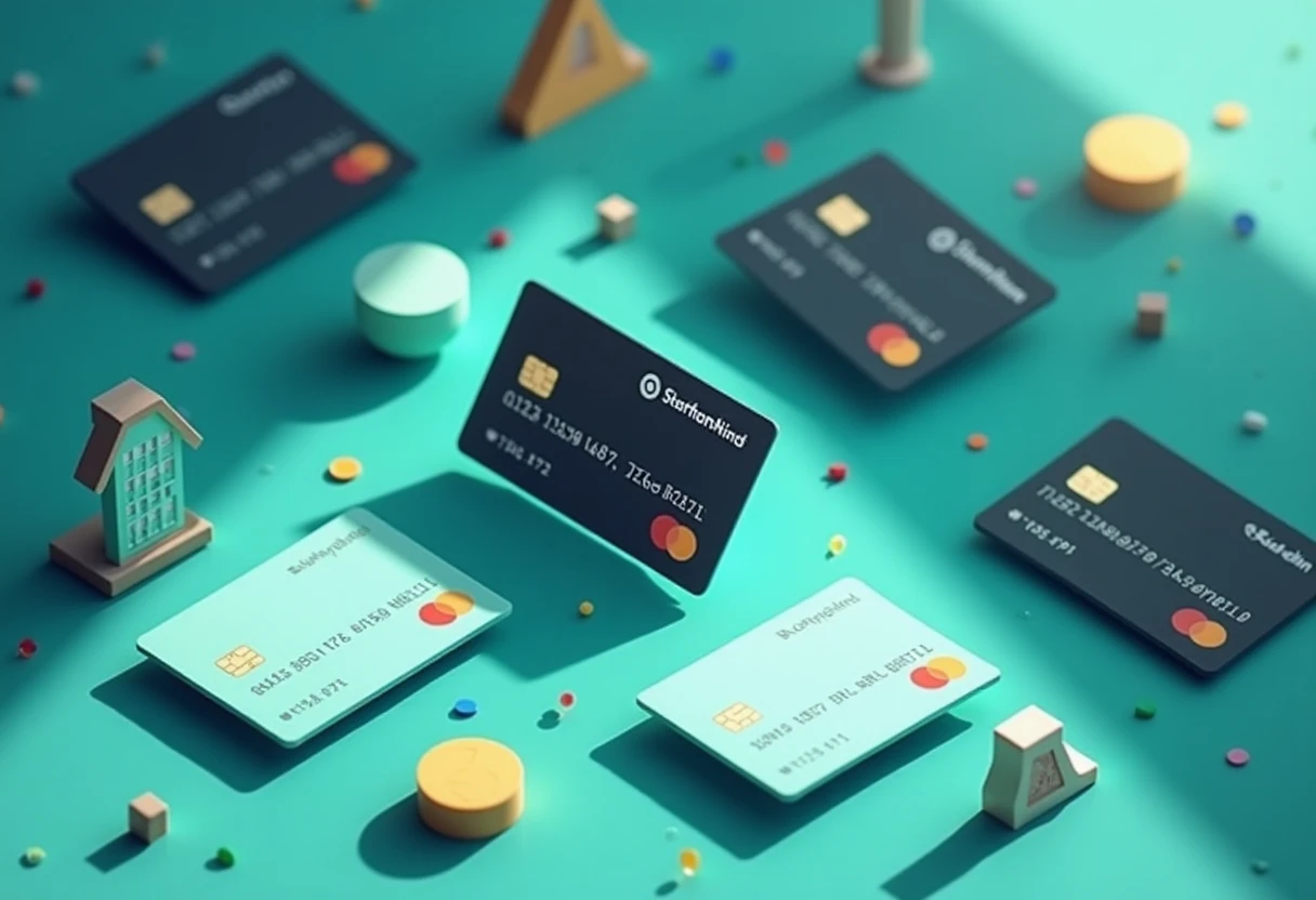 Cartes de crédit en lévitation