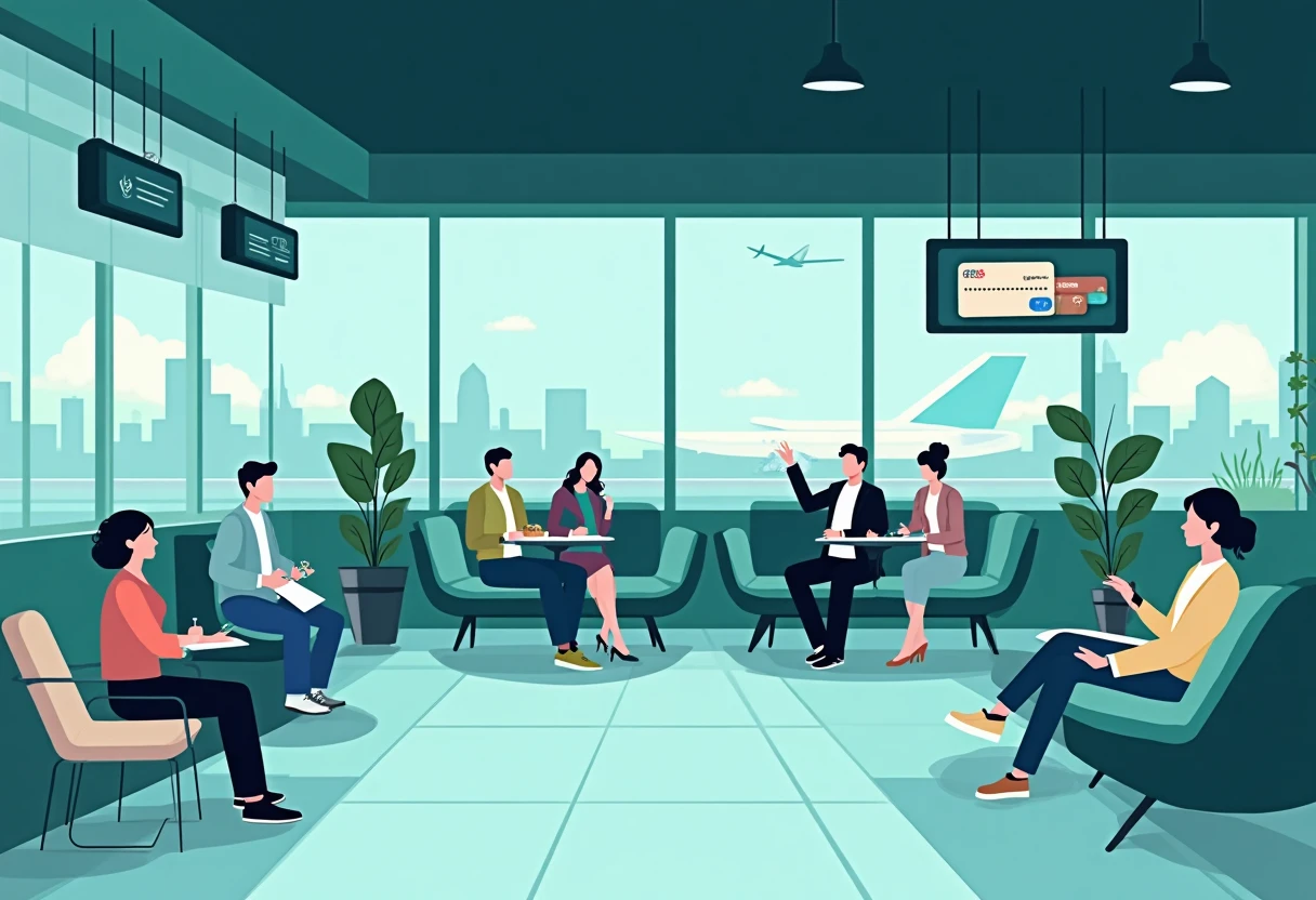 Airport lounge illustration